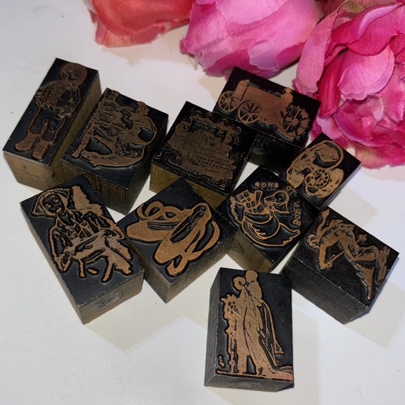 Newspaper Block Stamps Typesetting Stamps Vintage Wood Block Typesetting - Picture 4 of 16